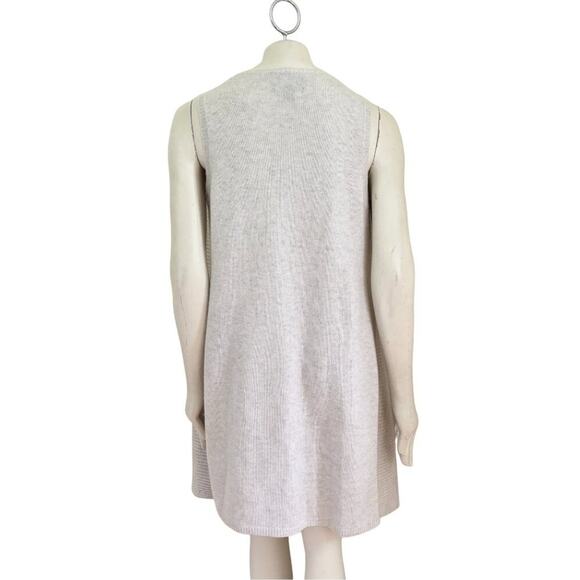 TAHARI LUXE 100% Cashmere Duster Vest Sleeveless Open Cardigan in Oatmeal SZ S - Picture 7 of 10